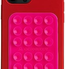 OCTOBUDDY || Silicone Suction Phone Case Adhesive Mount || Compatible with iPhone and Android, Anti-Slip Hands-Free Mobile Accessory Holder for Selfies and Videos (Hot Pink)