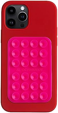 OCTOBUDDY || Silicone Suction Phone Case Adhesive Mount || Compatible with iPhone and Android, Anti-Slip Hands-Free Mobile Accessory Holder for Selfies and Videos (Hot Pink) 15